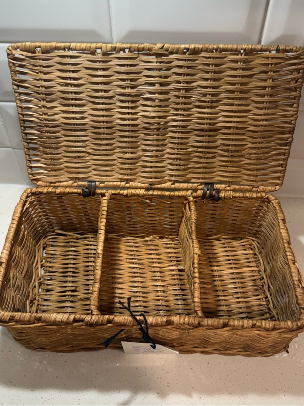 Woven Rattan Storage Basket with Three Compartments - Natural Hearth & Hand